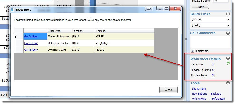 Find Excel hidden columns, rows, and Excel cell errors