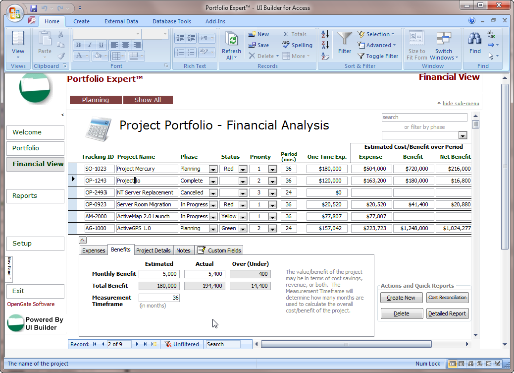 Access Project Management Database Template 2003