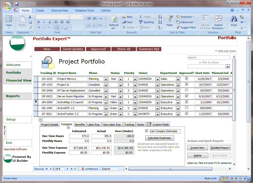Microsoft Access Production Template