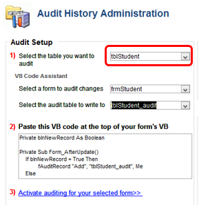 MS Access Record Auditing Step 2