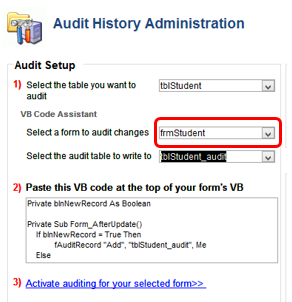MS Access Record Auditing Step 3
