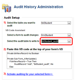 MS Access Record Auditing Step 4