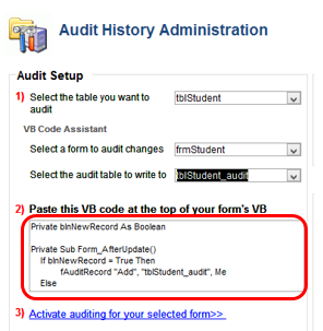 MS Access Record Auditing Step 5