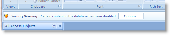 Microsoft Access 2007 Security Warning