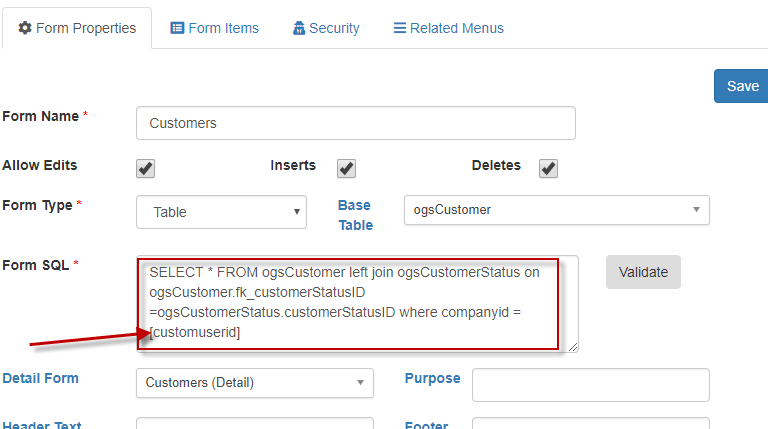 Filtering by tenant